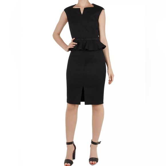 Ted Baker London Dresses & Skirts - Ted Baker of London Nadaed peplum dress, black w/ floral lining, Looks like new!
